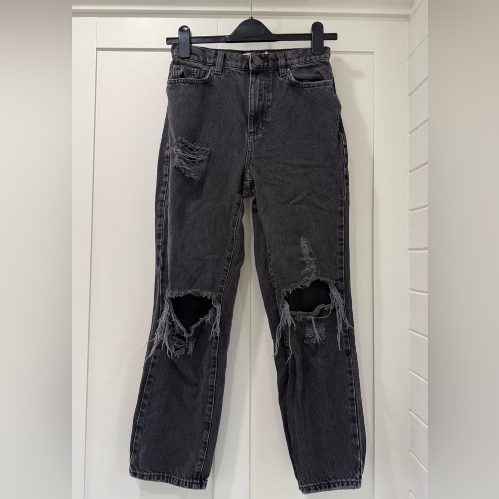 Garage Vintage Straight Distressed Black Women Jeans